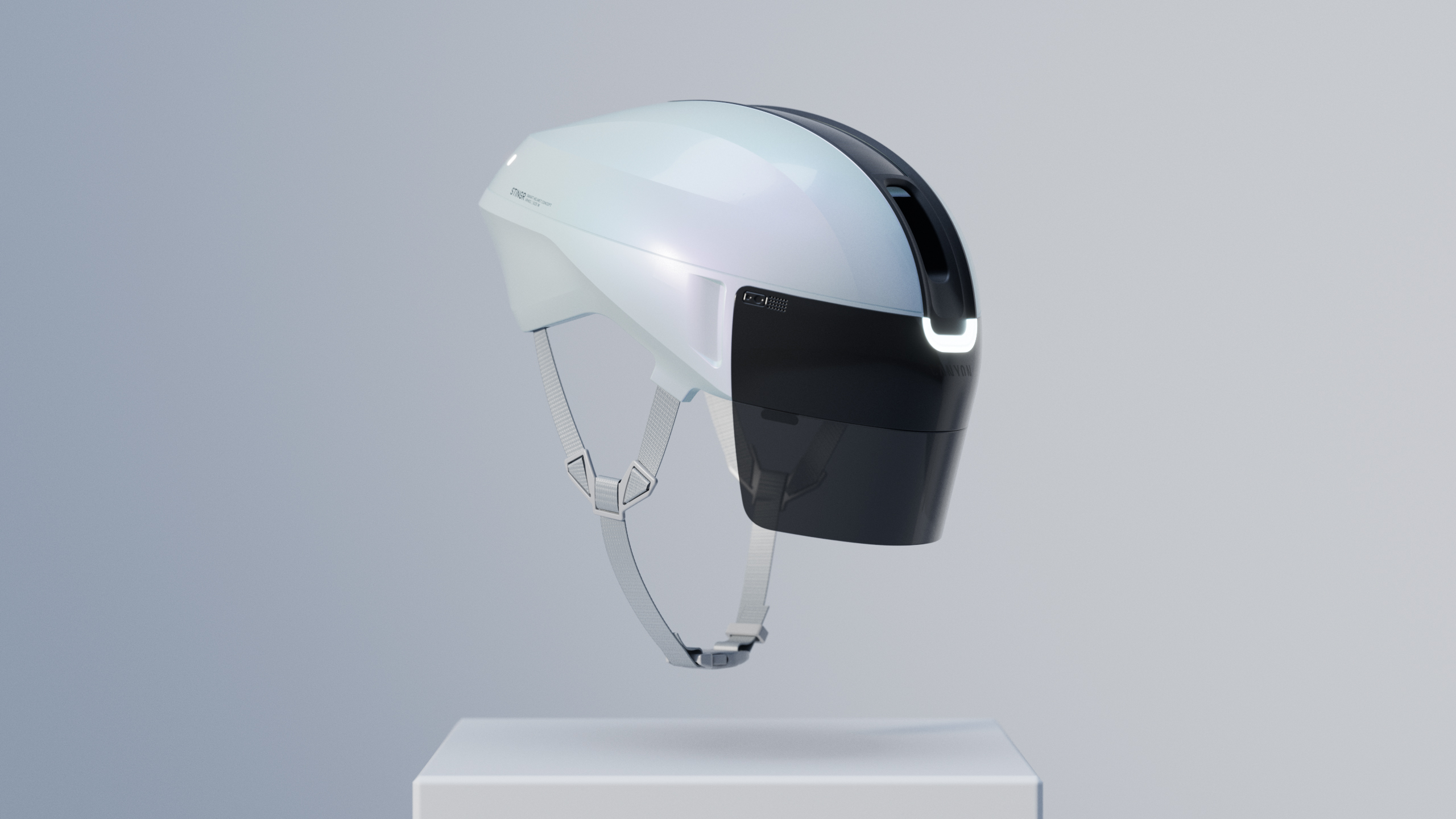 Canyon STINGR Smart Helmet Concept Includes Solar Panels & Self Cleaning, Motorized HUD Visor