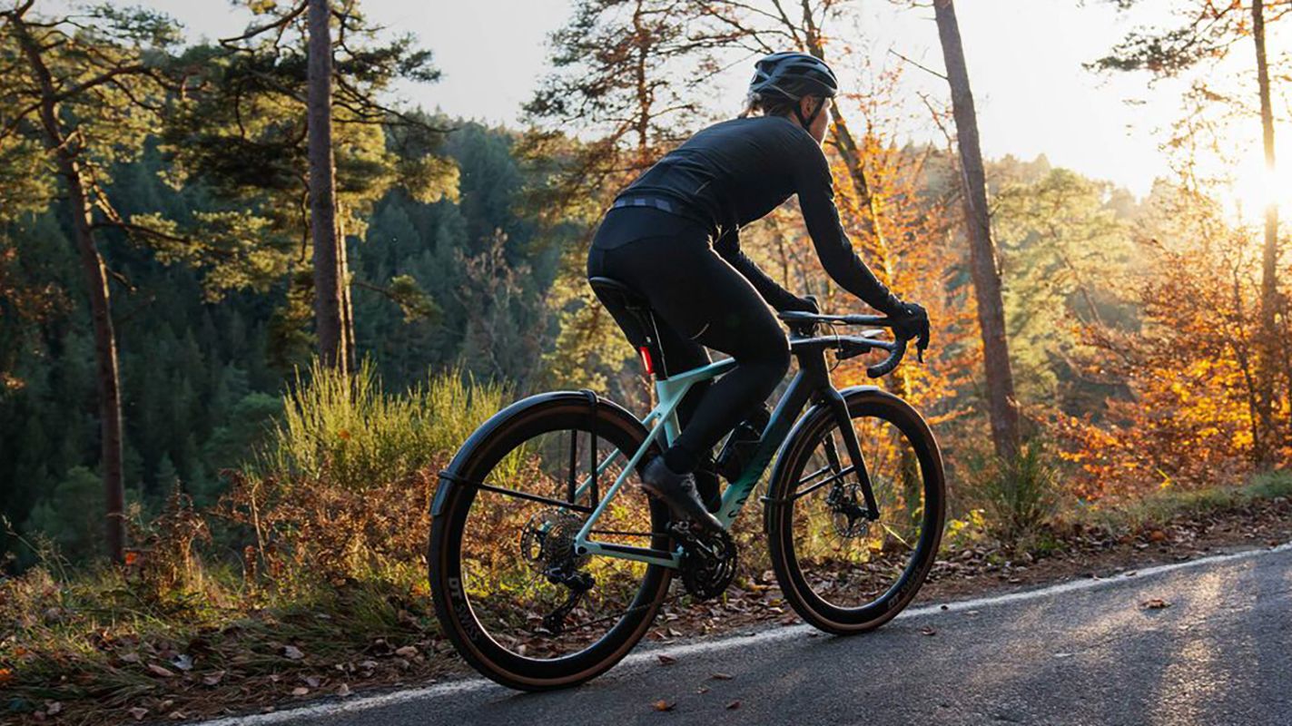 A rider on a gravel bike