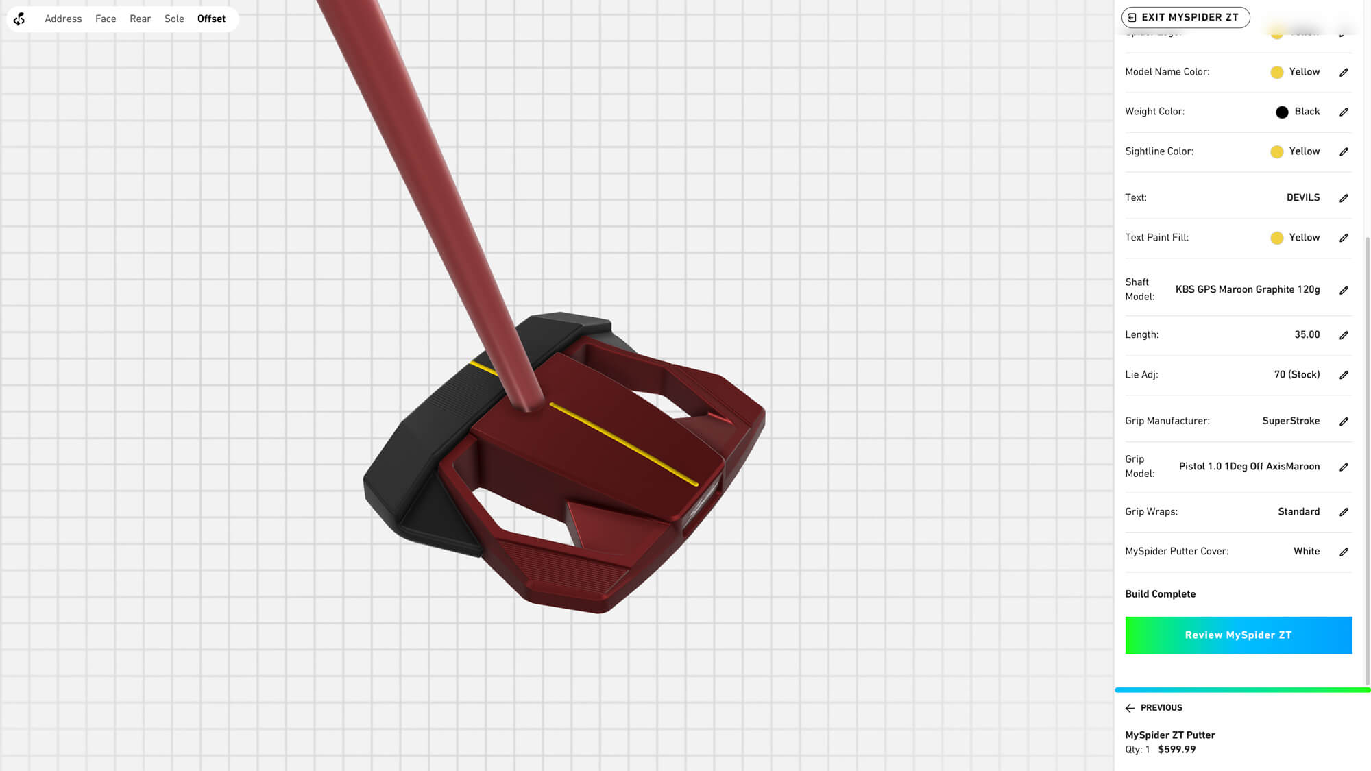 Qu'avons-nous construit avec le personnalisateur TaylorMade mySpider ZT ?